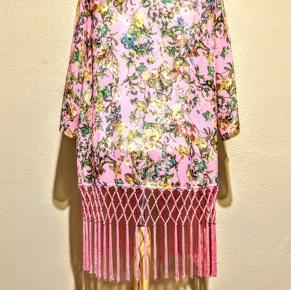 GIANNI BINI pink floral kimono - Picture 6 of 9